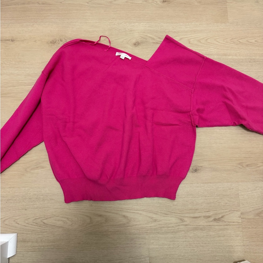 Line & Dot Pink Off-the-Shoulder Sweater